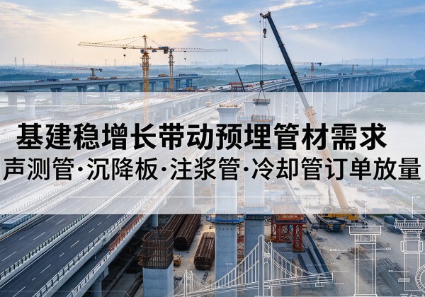 和平基建稳增长带动预埋监测管材需求，声测管、沉降板、注浆管订单持续放量